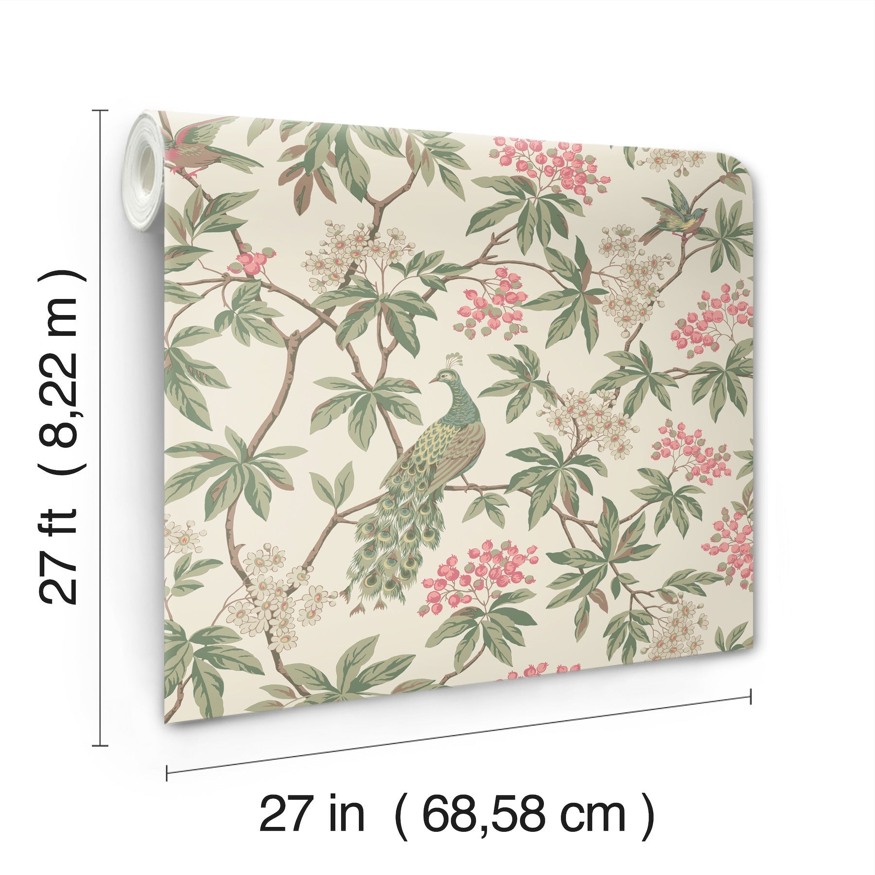 MX9665 Peacock Estate Cream Astoria Wallpaper by York Wallcoverings