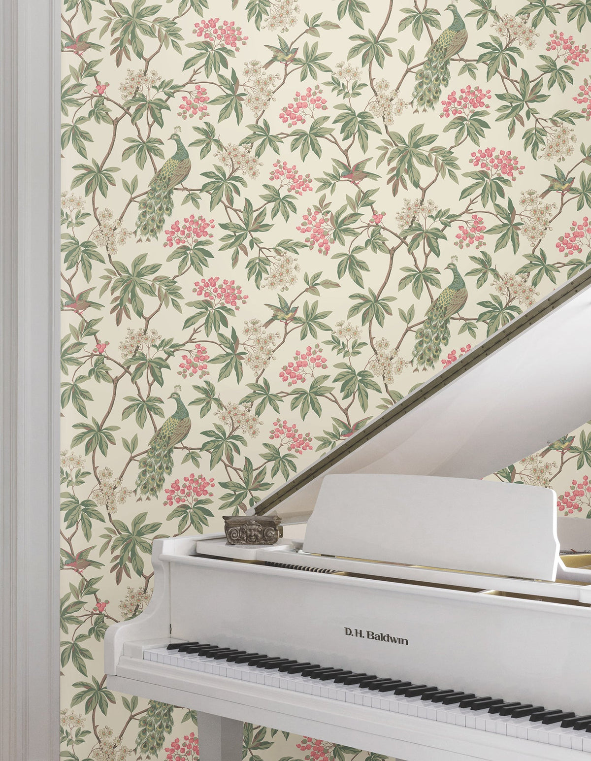 MX9665 Peacock Estate Cream Astoria Wallpaper by York Wallcoverings