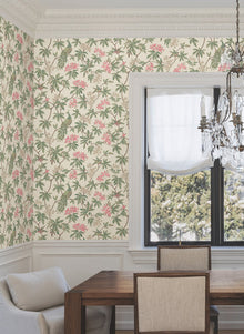 MX9665 Peacock Estate Cream Astoria Wallpaper by York Wallcoverings