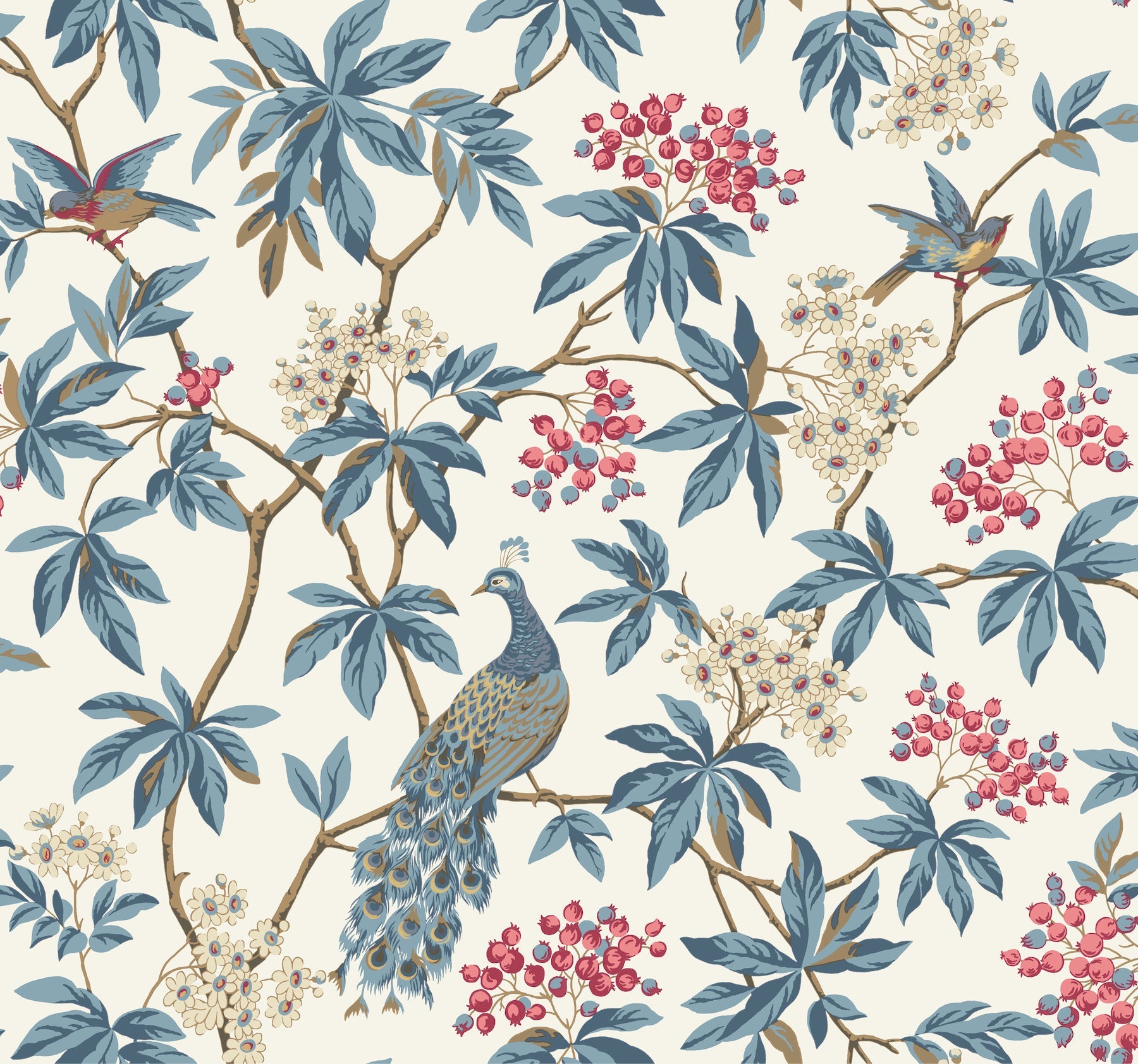 MX9666 Peacock Estate White Astoria Wallpaper by York Wallcoverings