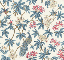 MX9666 Peacock Estate White Astoria Wallpaper by York Wallcoverings