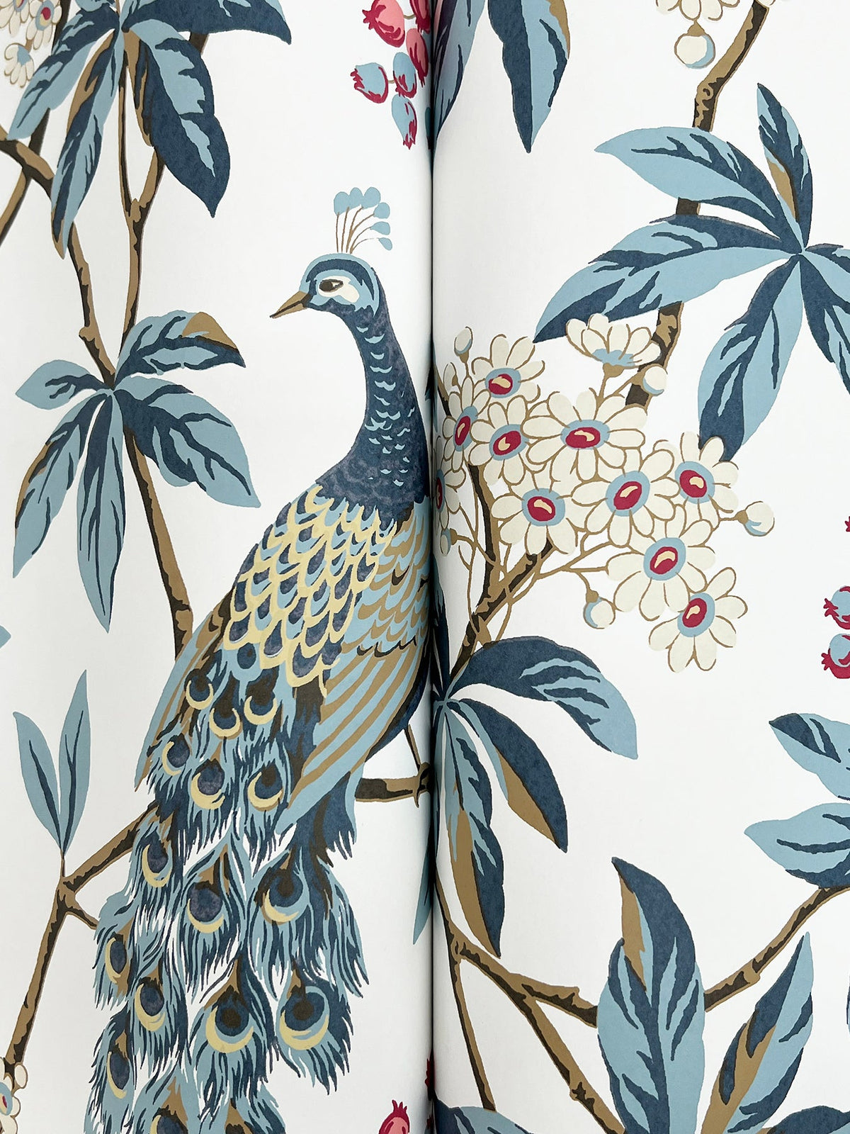 MX9666 Peacock Estate White Astoria Wallpaper by York Wallcoverings