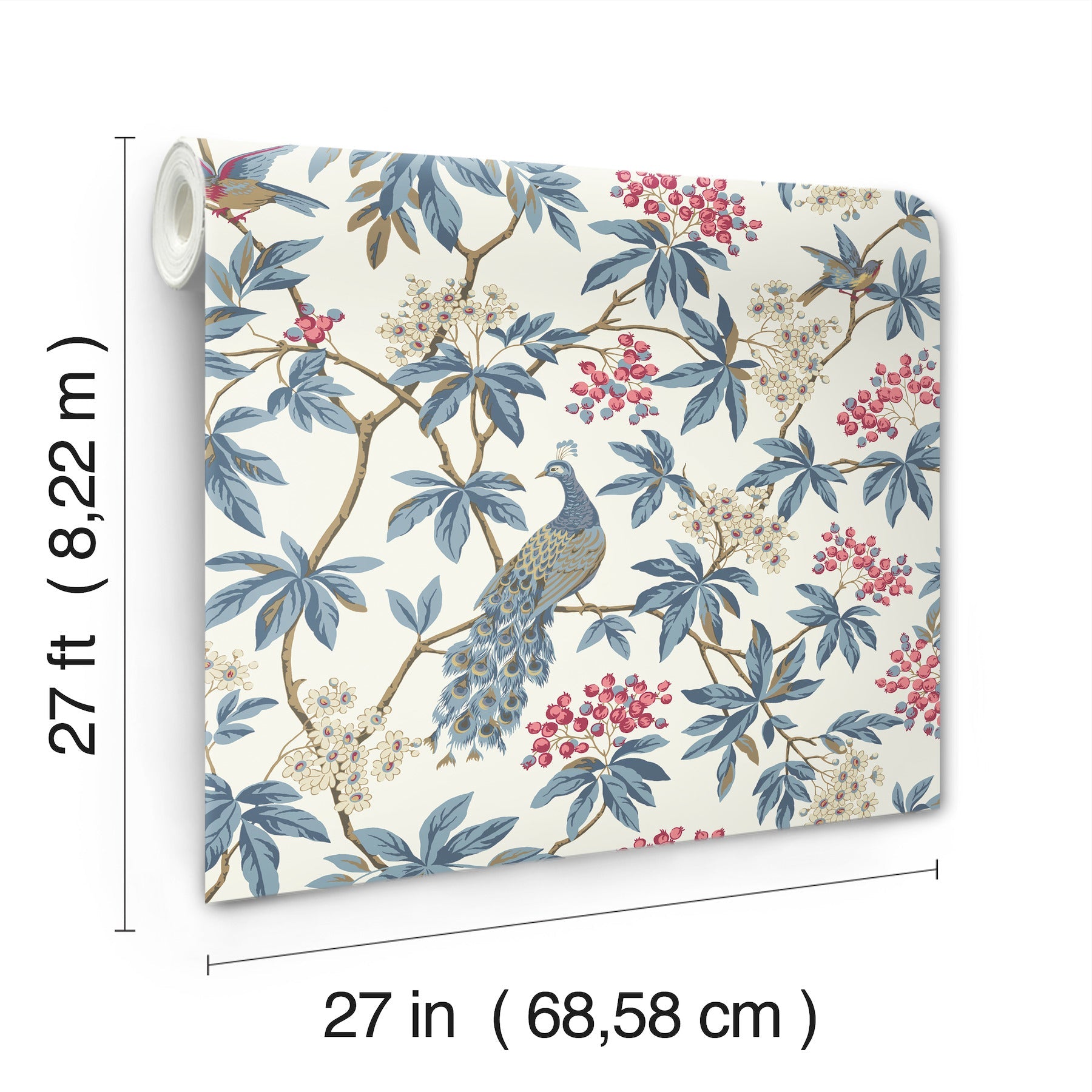 MX9666 Peacock Estate White Astoria Wallpaper by York Wallcoverings