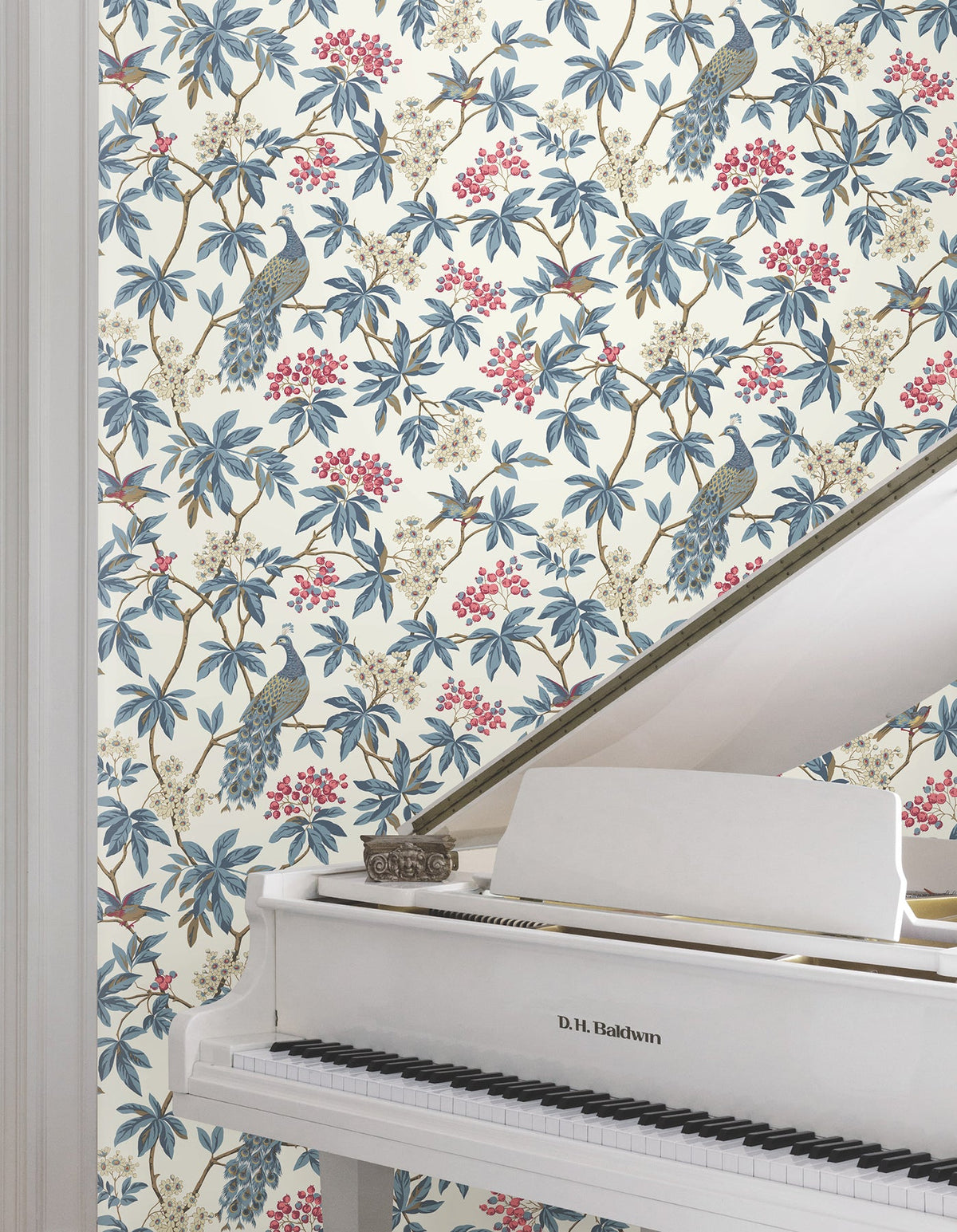 MX9666 Peacock Estate White Astoria Wallpaper by York Wallcoverings