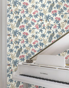 MX9666 Peacock Estate White Astoria Wallpaper by York Wallcoverings