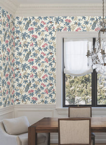 MX9666 Peacock Estate White Astoria Wallpaper by York Wallcoverings