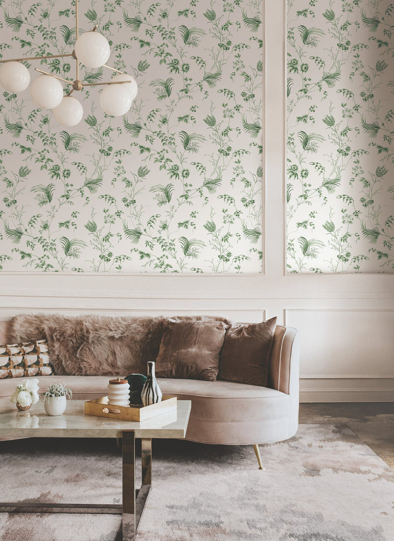 MX9680 Floral Lace Green Astoria Wallpaper by York Wallcoverings
