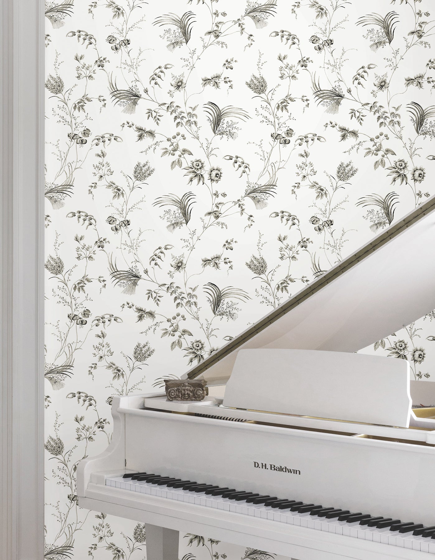 MX9682 Floral Lace Black Astoria Wallpaper by York Wallcoverings