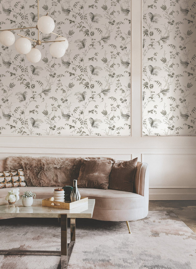 MX9682 Floral Lace Black Astoria Wallpaper by York Wallcoverings
