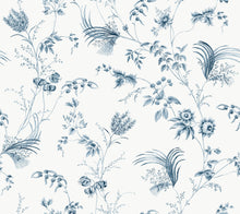 MX9683 Floral Lace Navy Astoria Wallpaper by York Wallcoverings