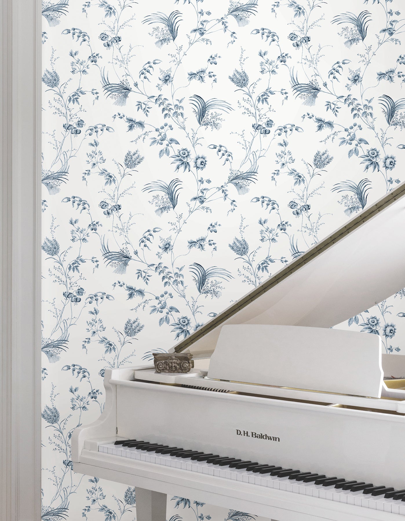 MX9683 Floral Lace Navy Astoria Wallpaper by York Wallcoverings