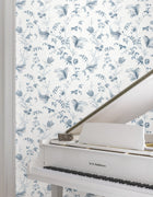 MX9683 Floral Lace Navy Astoria Wallpaper by York Wallcoverings