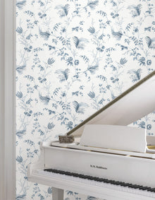 MX9683 Floral Lace Navy Astoria Wallpaper by York Wallcoverings