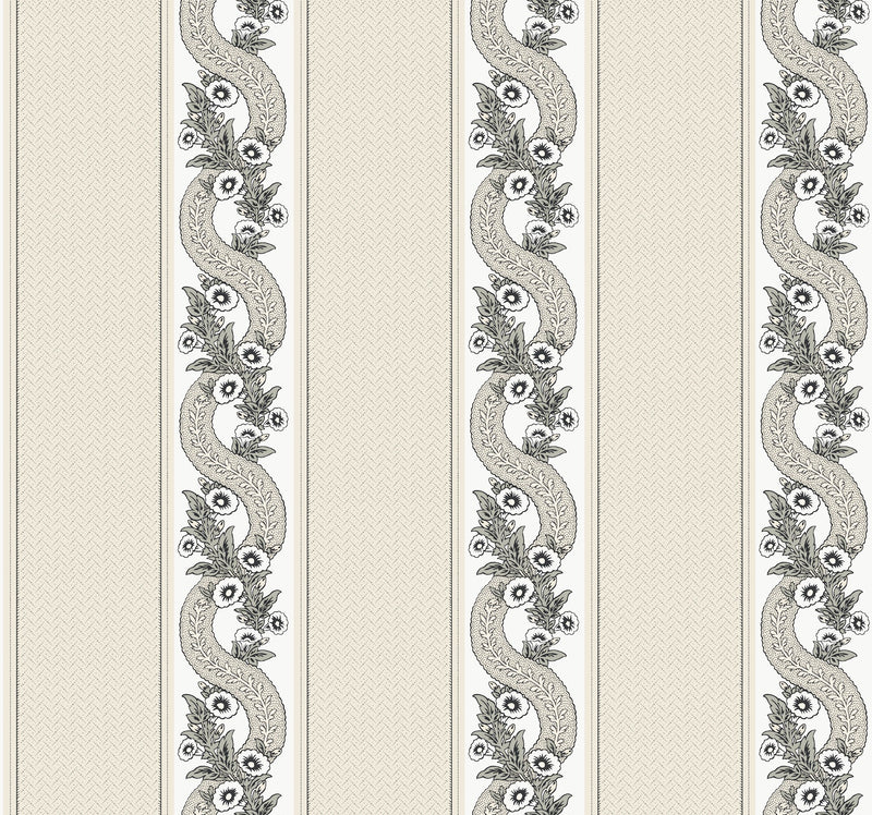 MX9691 Abbey's Garland Black & White Astoria Wallpaper by York Wallcoverings