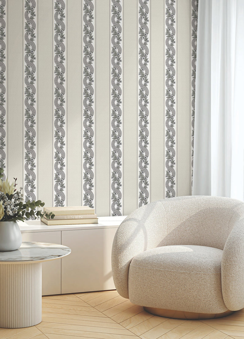 MX9691 Abbey's Garland Black & White Astoria Wallpaper by York Wallcoverings