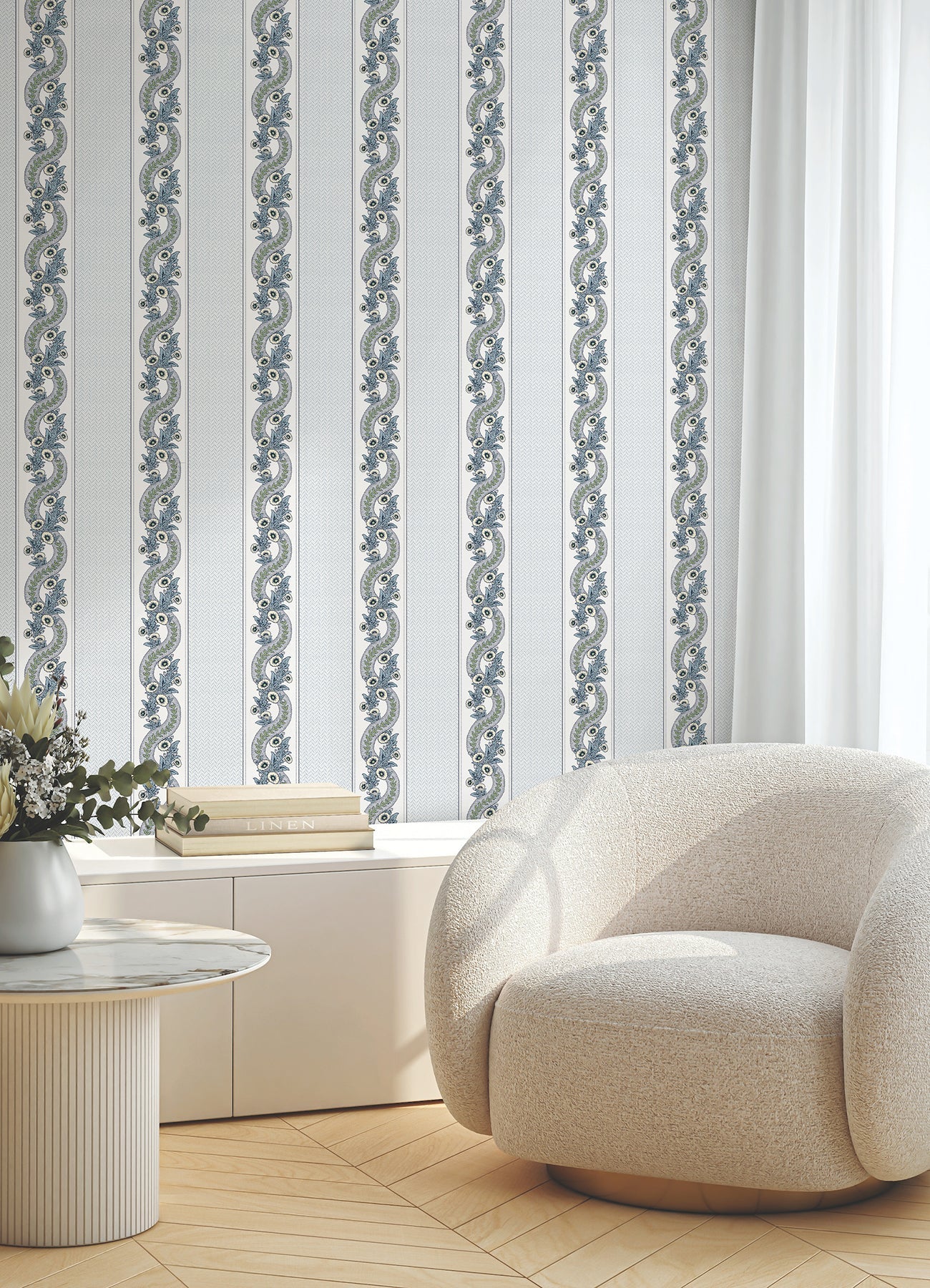 MX9692 Abbey's Garland Aqua Astoria Wallpaper by York Wallcoverings