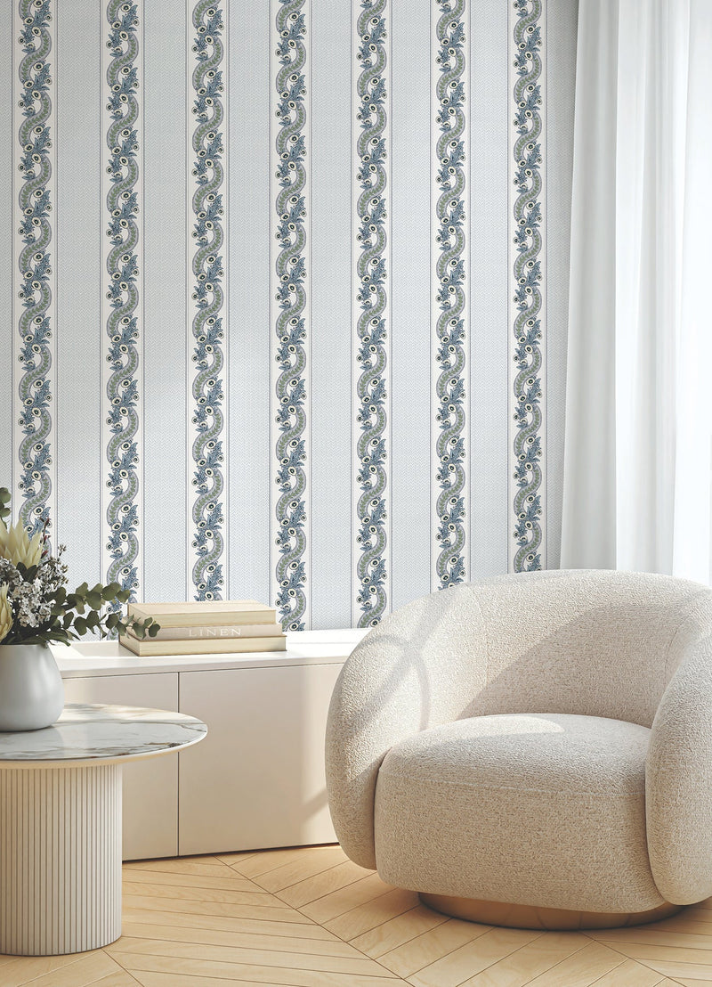 MX9692 Abbey's Garland Aqua Astoria Wallpaper by York Wallcoverings