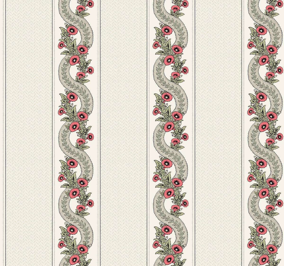 MX9693 Abbey's Garland Red & Green Astoria Wallpaper by York Wallcoverings