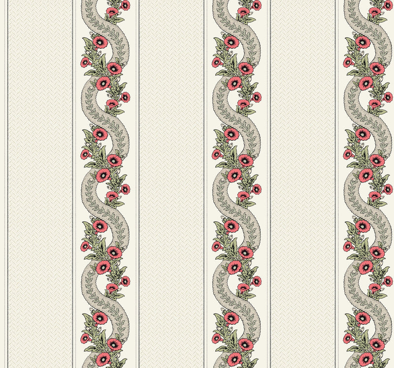 MX9693 Abbey's Garland Red & Green Astoria Wallpaper by York Wallcoverings