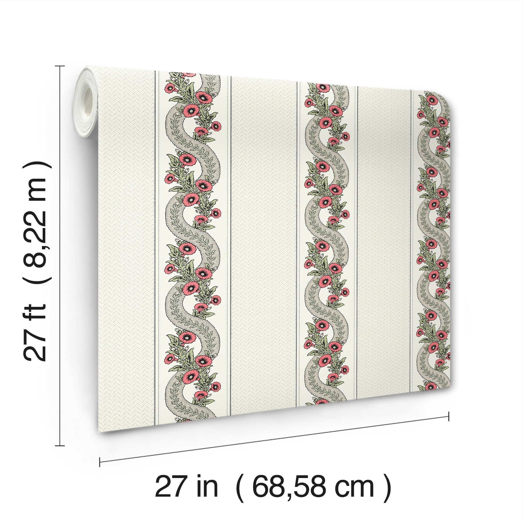 MX9693 Abbey's Garland Red & Green Astoria Wallpaper by York Wallcoverings