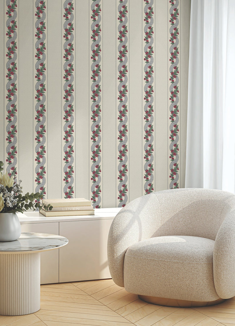 MX9694 Abbey's Garland Ruby Astoria Wallpaper by York Wallcoverings