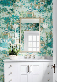 T20821 Mystic Garden Blue and White Eden Wallpaper by Thibaut