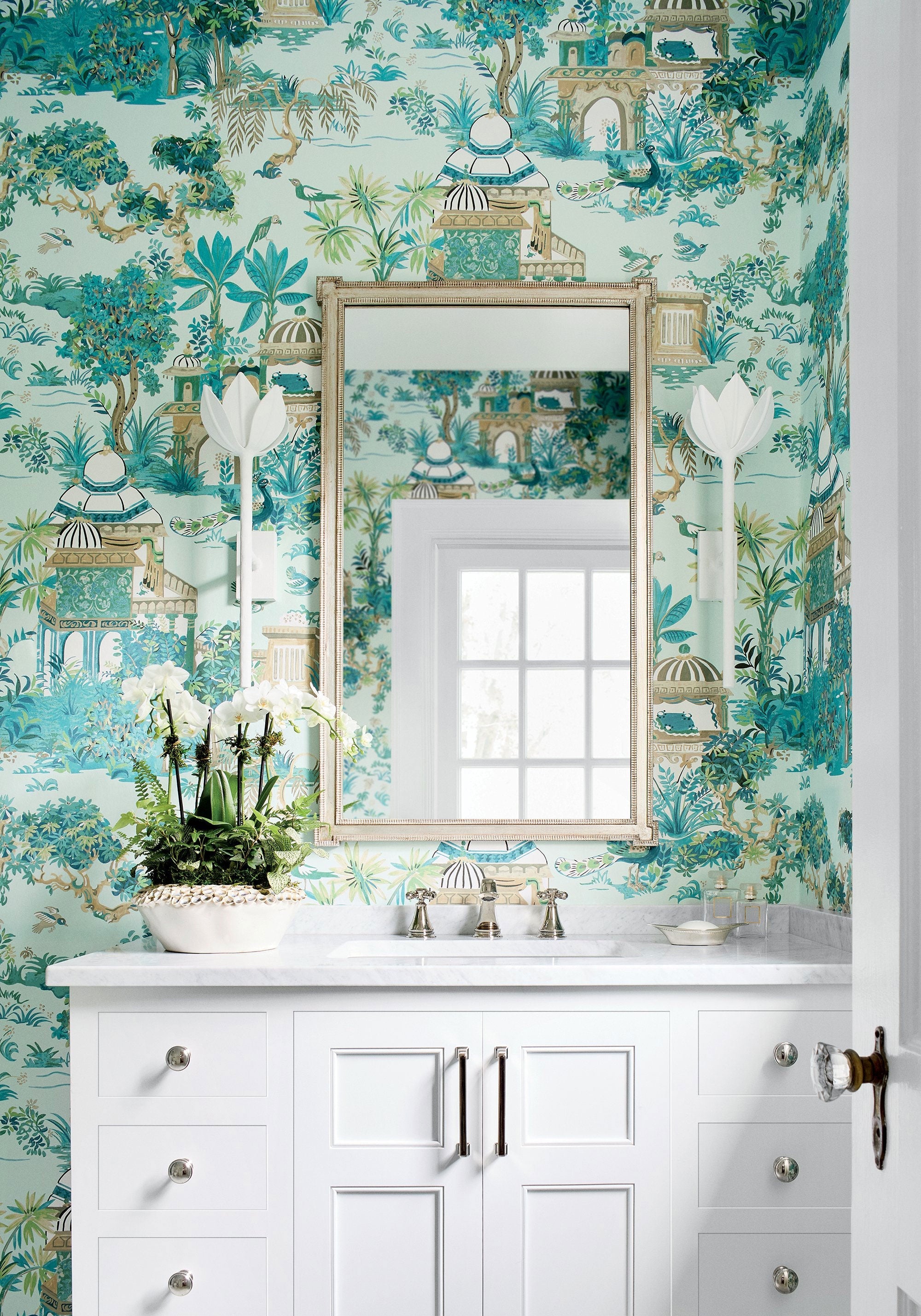 T20823 Mystic Garden Navy Eden Wallpaper by Thibaut