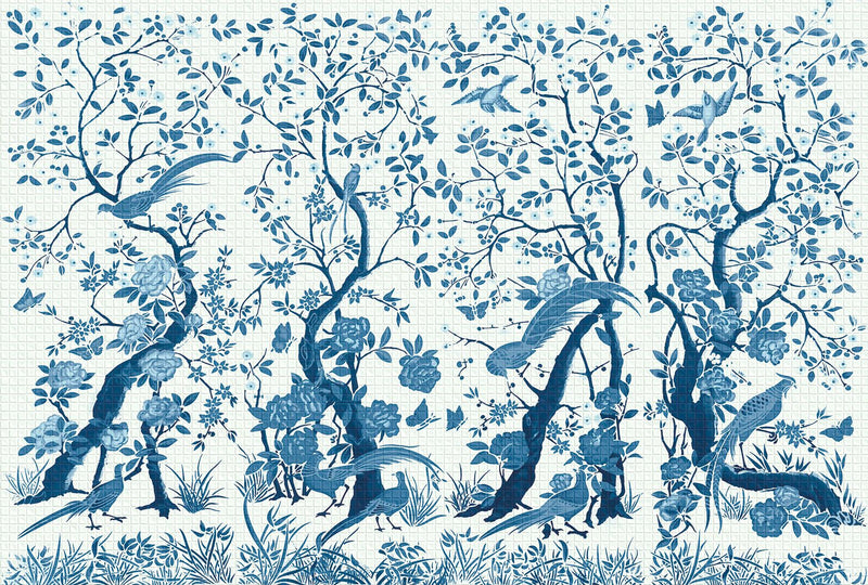 M3303-4 Chinoiserie Green Diversity Mural by Tres Tintas