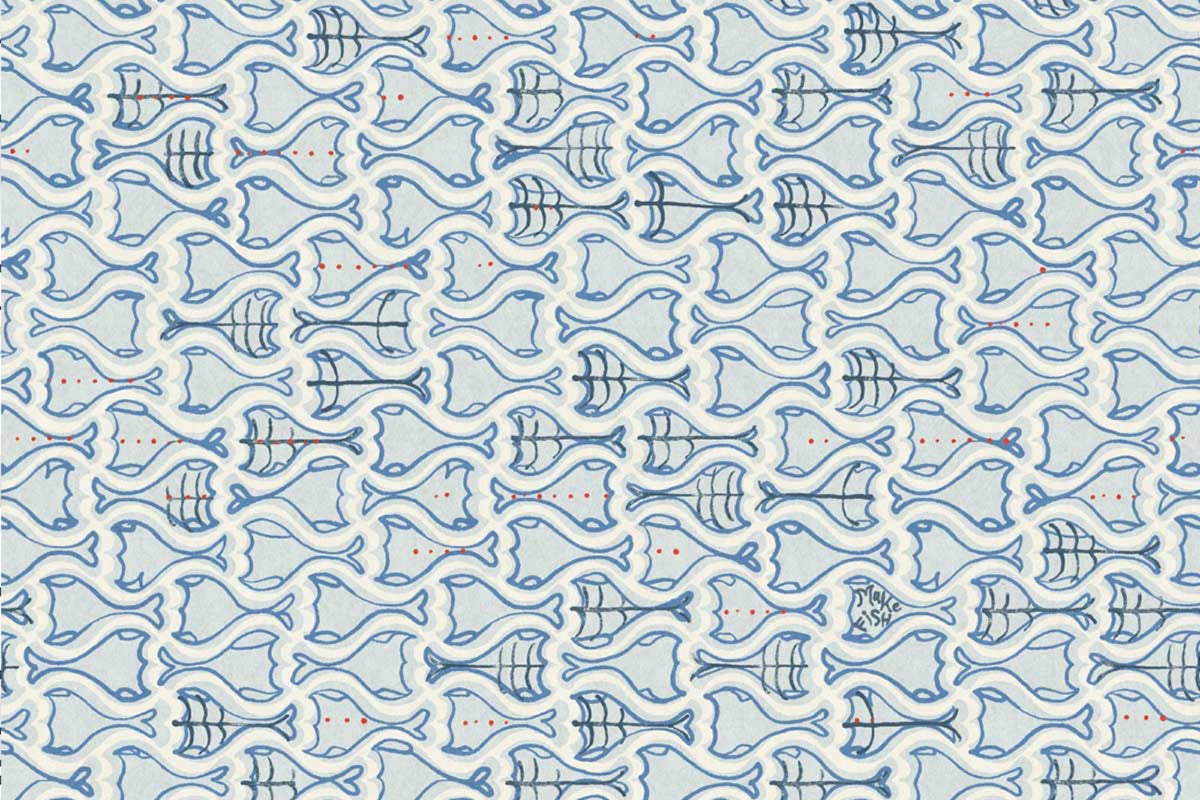Make Fish Cobalt Wallpaper by Christopher Farr Cloth