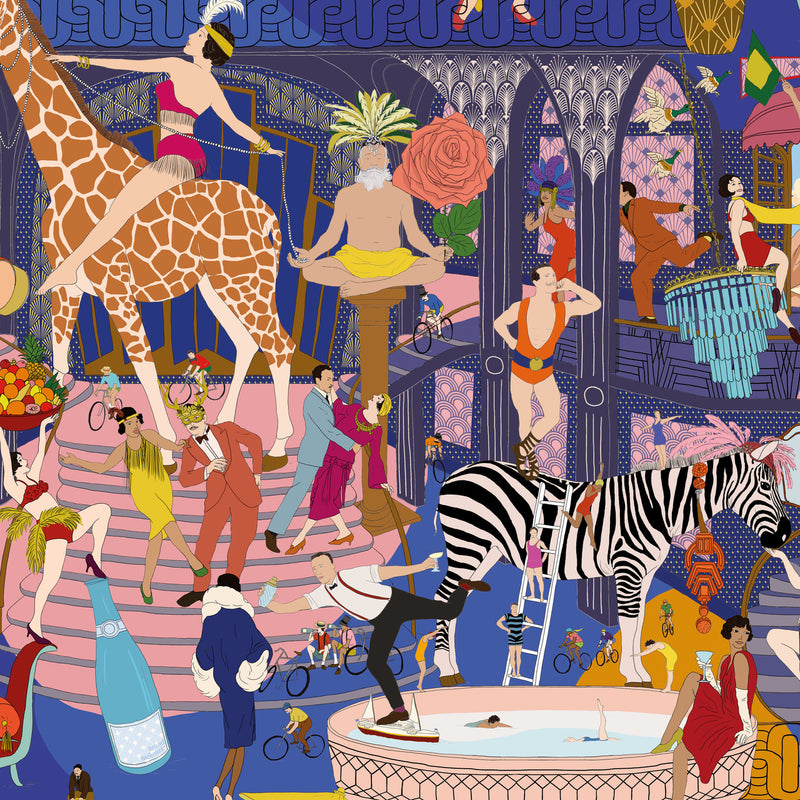 BMGI006/06A Mayhem Mansion Electric Blue Wallpaper by Brand McKenzie