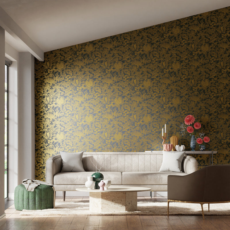 112926 Melograno Colour 3 Gold Wallpaper by Harlequin