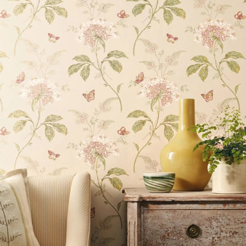Messina Ashdown Pink/Green Wallpaper By Colefax and Fowler