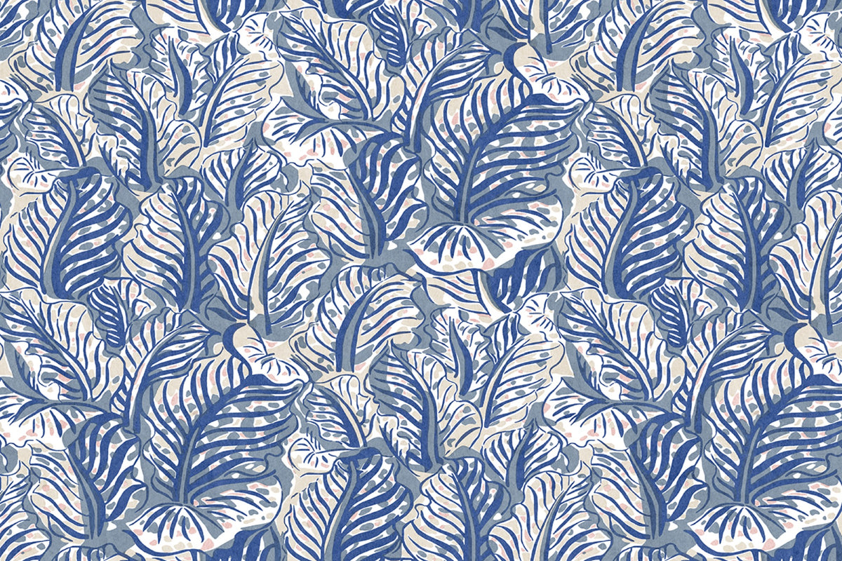 Mille Feuilles Vinyl Ultramarine Wallpaper by Christopher Farr Cloth