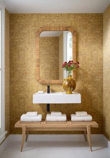 Bamboo Mosaic Modern Resource 4 Charcoal Wallpaper by Thibaut | T41023