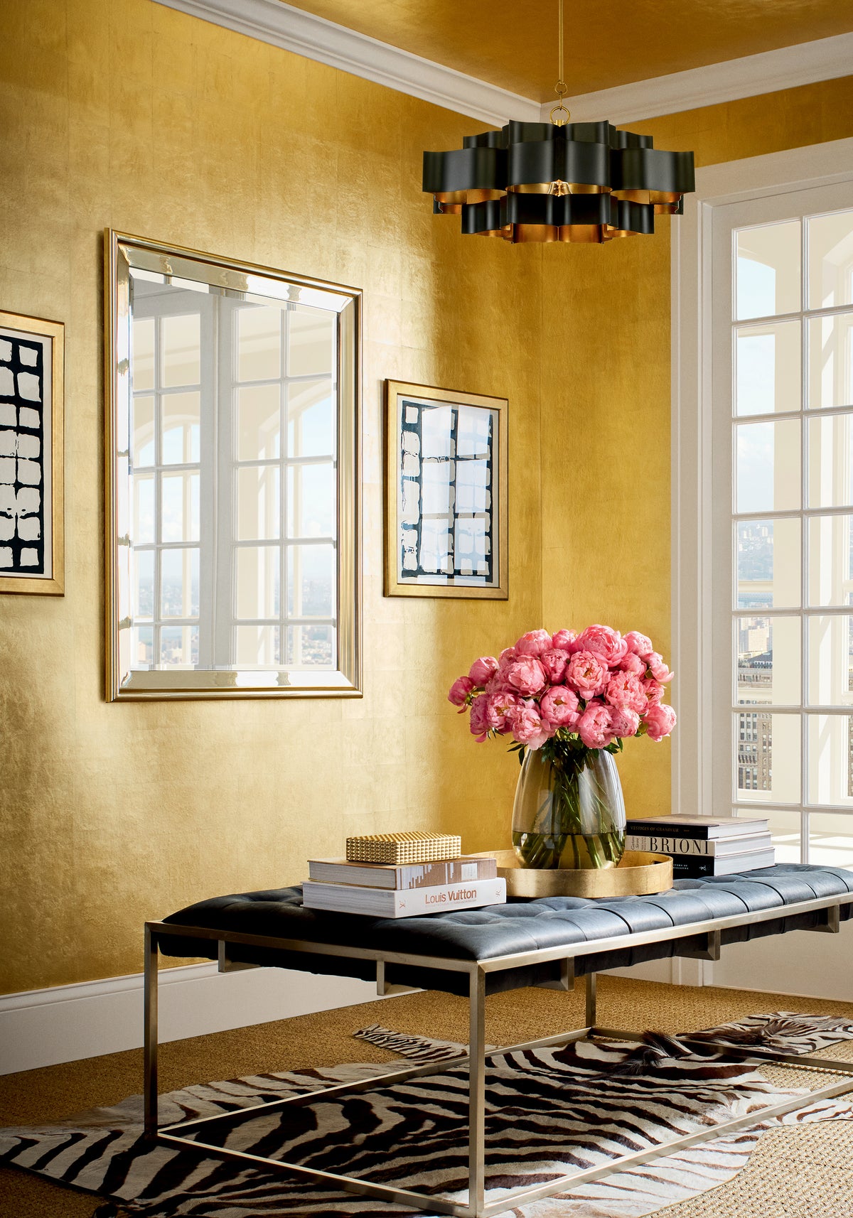 Metal Leaf Modern Resource 4 Metallic Pewter Wallpaper by Thibaut | T41012
