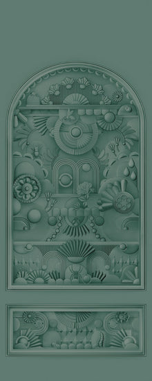 MO5057 Greenhouse Gathering Arch Forest Green Mural Panel by Moooi