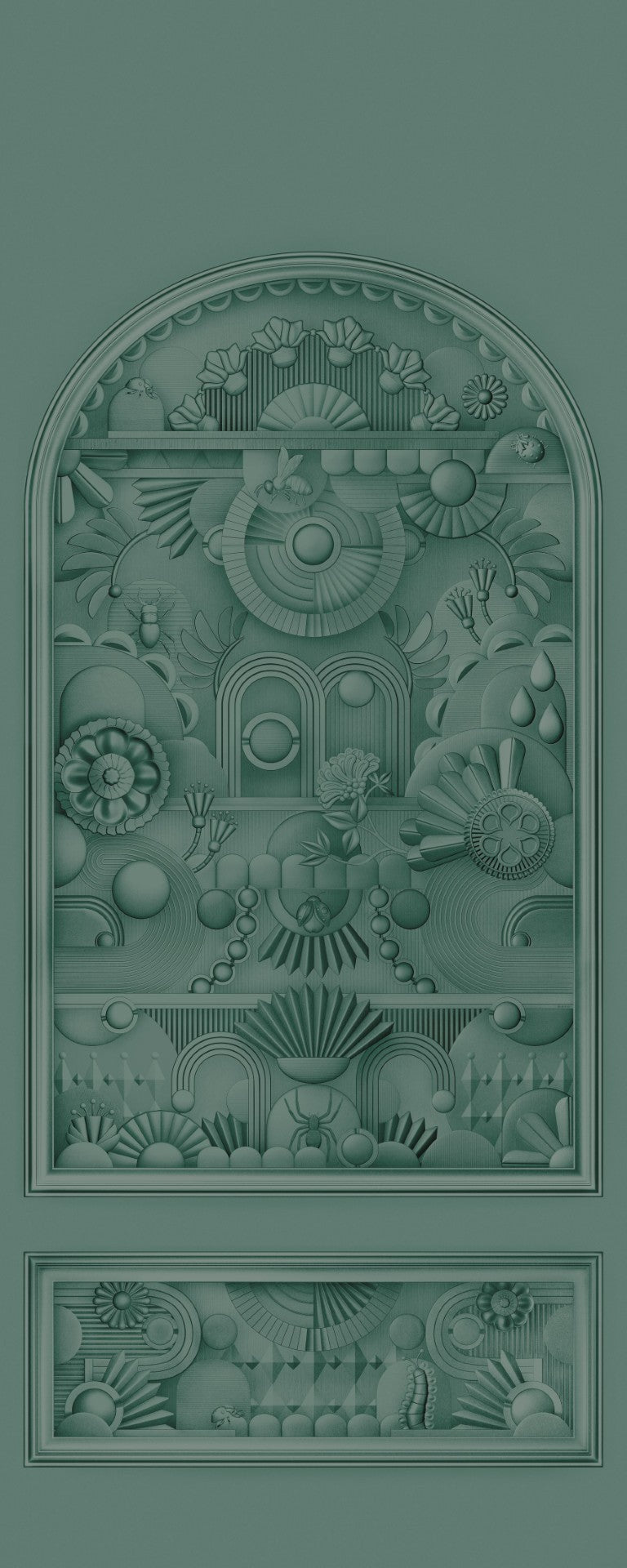 MO5057 Greenhouse Gathering Arch Forest Green Mural Panel by Moooi