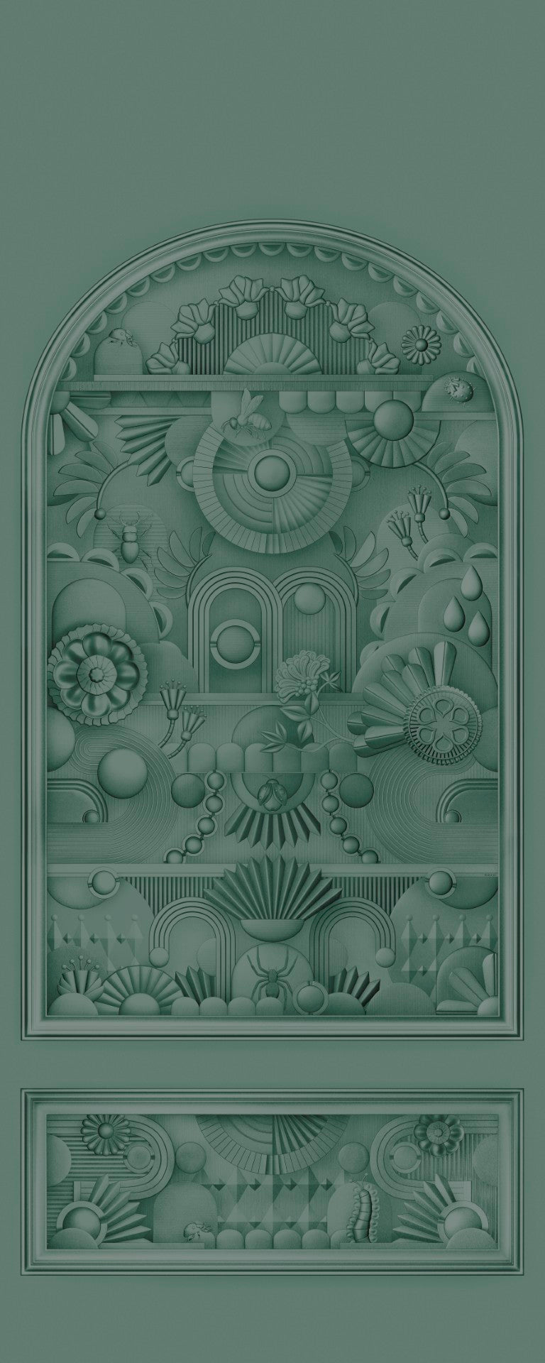 MO5057 Greenhouse Gathering Arch Forest Green Mural Panel by Moooi