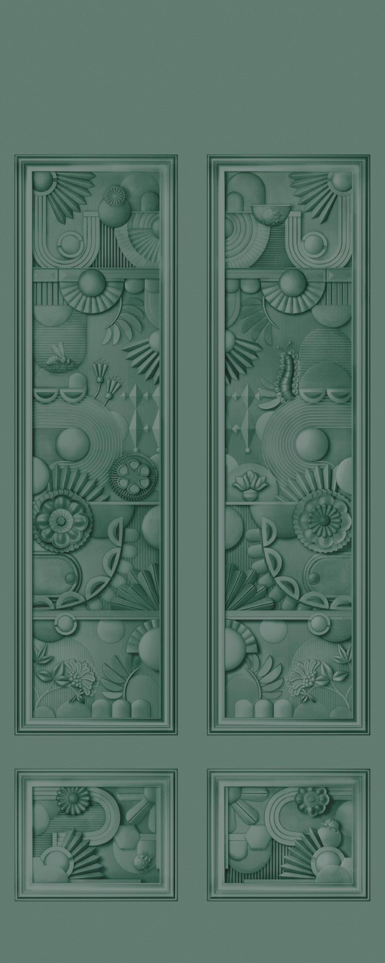 MO5052 Greenhouse Gathering Window Forest Green Mural Panel by Moooi