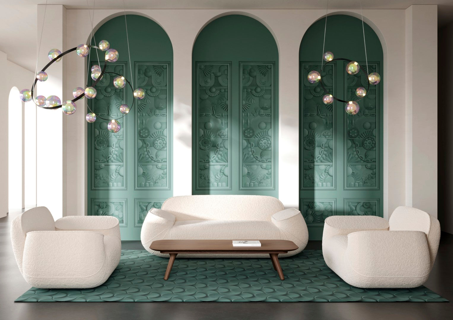 MO5052 Greenhouse Gathering Window Forest Green Mural Panel by Moooi