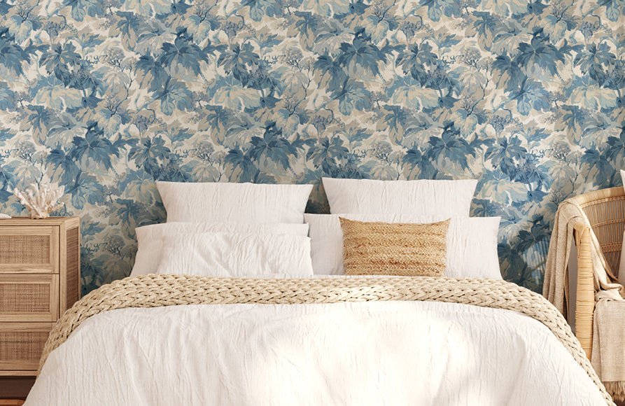 Country Walk Blue Country Walk Wallpaper by Mulberry Home