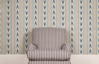 Newport Stripe Blue/Red Country Walk Wallpaper by Mulberry Home