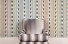 Newport Stripe Blue/Red Country Walk Wallpaper by Mulberry Home