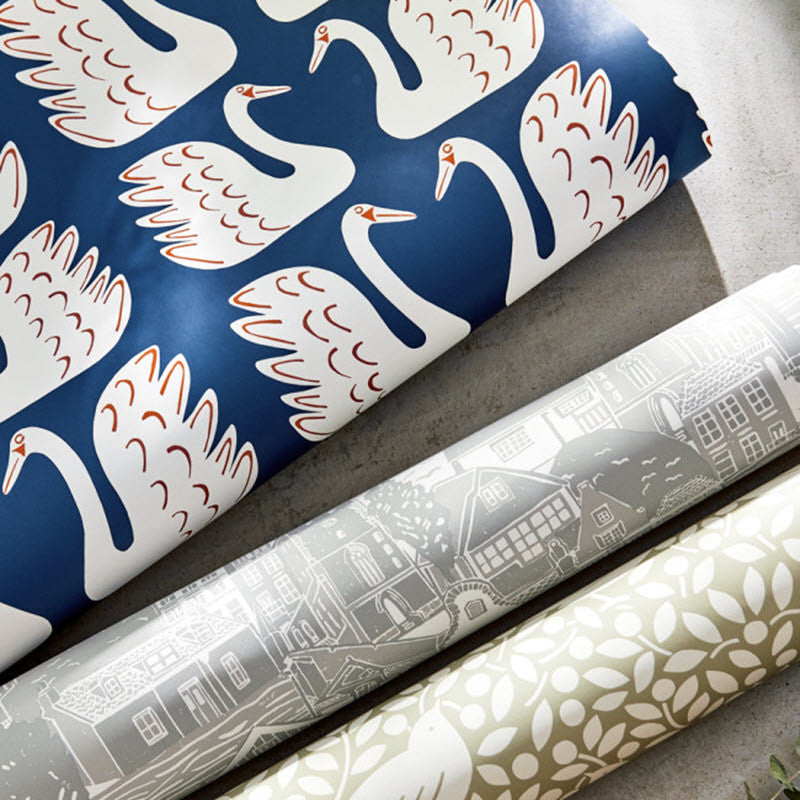 NART112797 Swim Swam Swan Garden of Eden Wallpaper by Scion