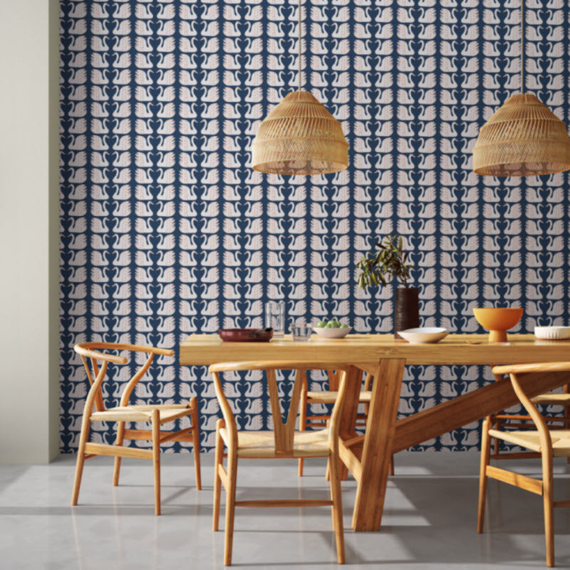 NART112797 Swim Swam Swan Garden of Eden Wallpaper by Scion