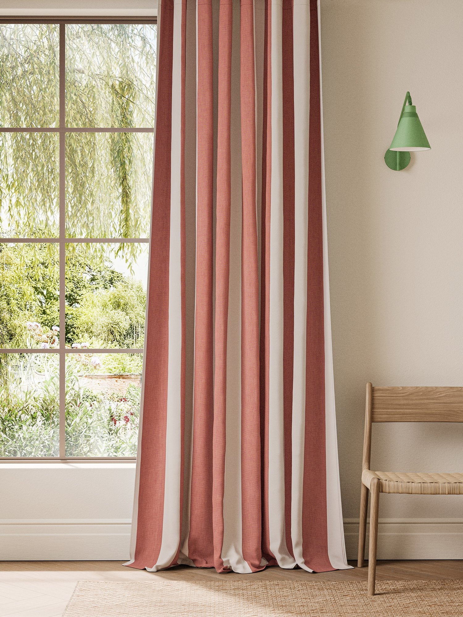 NCEN134800 Central Stripe Tomato Central Checks & Stripes Fabric by Scion