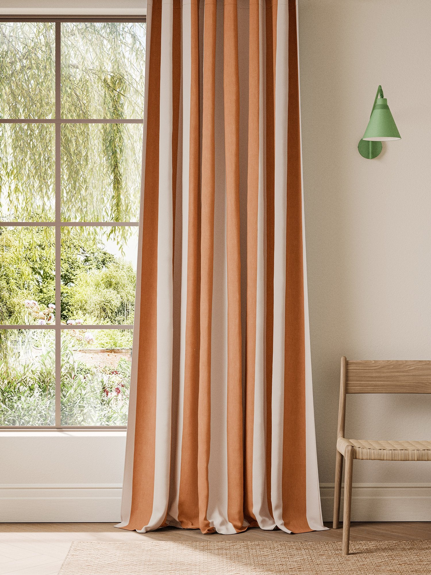 NCEN134802 Central Stripe Tangerine Central Checks & Stripes Fabric by Scion