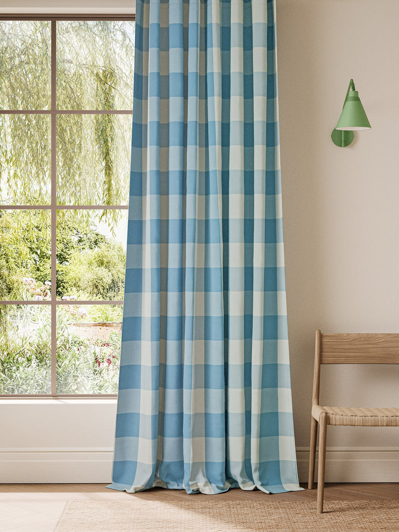 NCEN134805 Central Check Cornflower Central Checks & Stripes Fabric by Scion