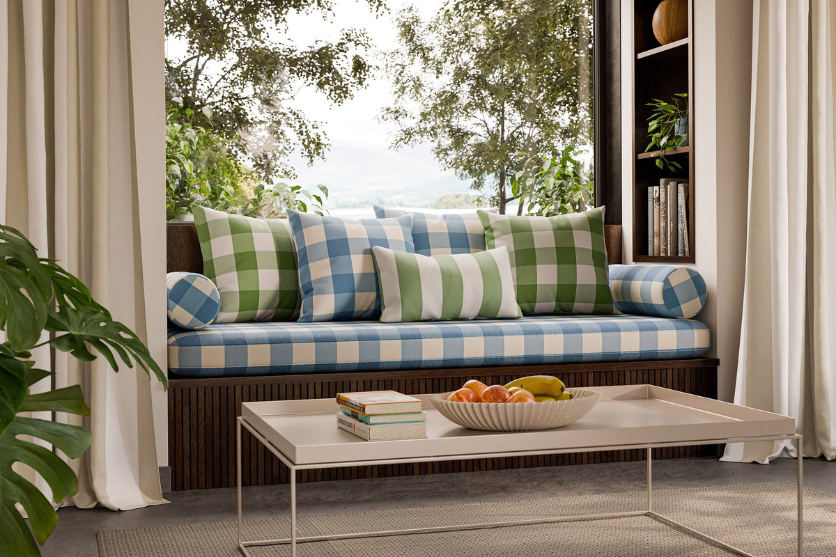 NCEN134805 Central Check Cornflower Central Checks & Stripes Fabric by Scion