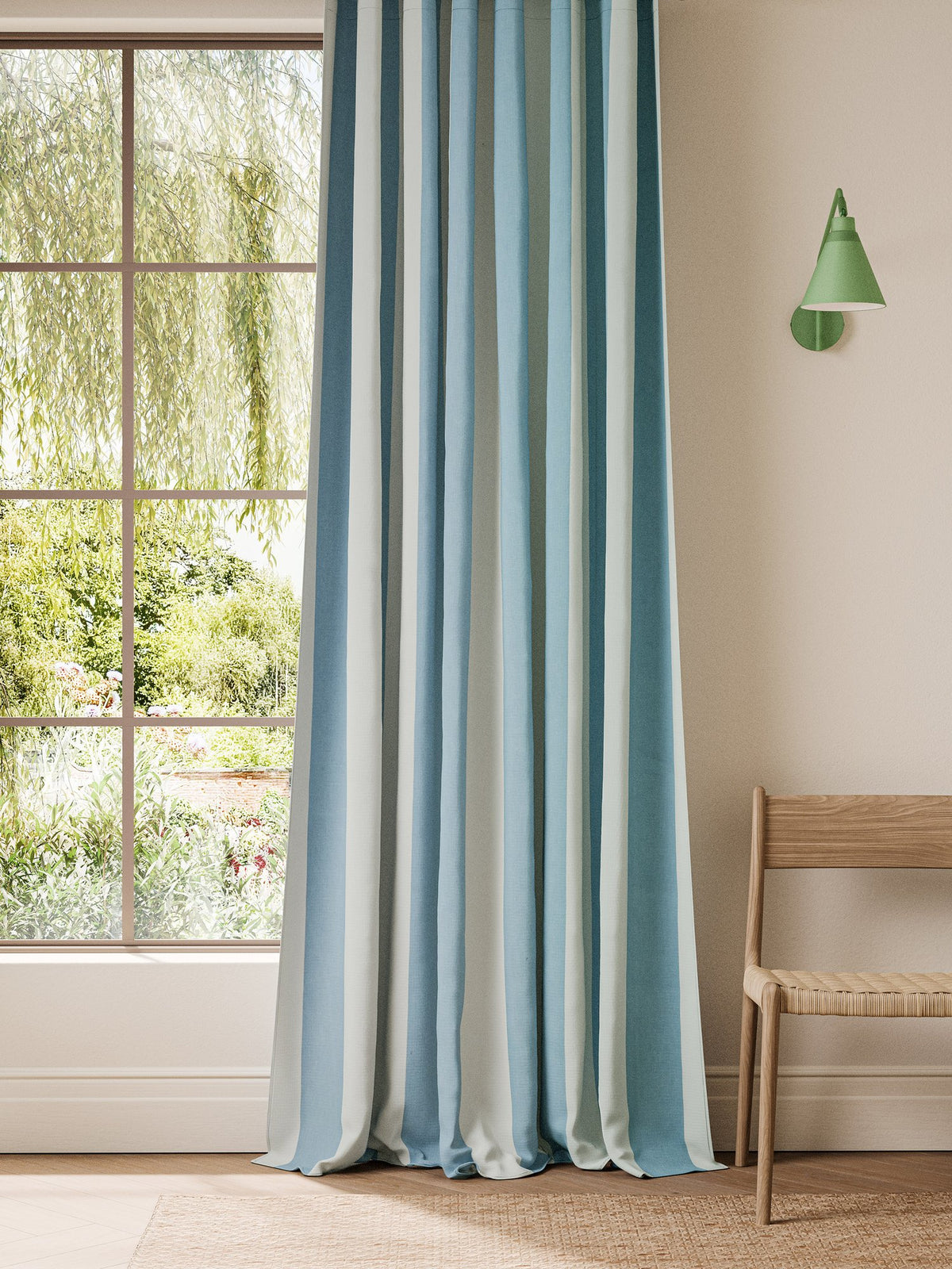 NCEN134806 Central Stripe Cornflower Central Checks & Stripes Fabric by Scion